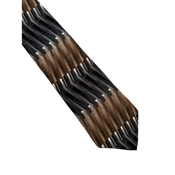 Vintage Pair of Brown and Taupe Murano Silk Neckties - Picture 2 of 4